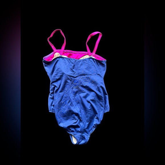 ✨80s one piece swimsuit with pink and blue colour block design✨ - Picture 2 of 3